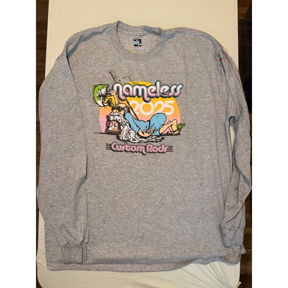 Nameless Custom Rods Long Sleeve Graphic T-Shirt Mens XL Gray Fishing 2025 NL‎
